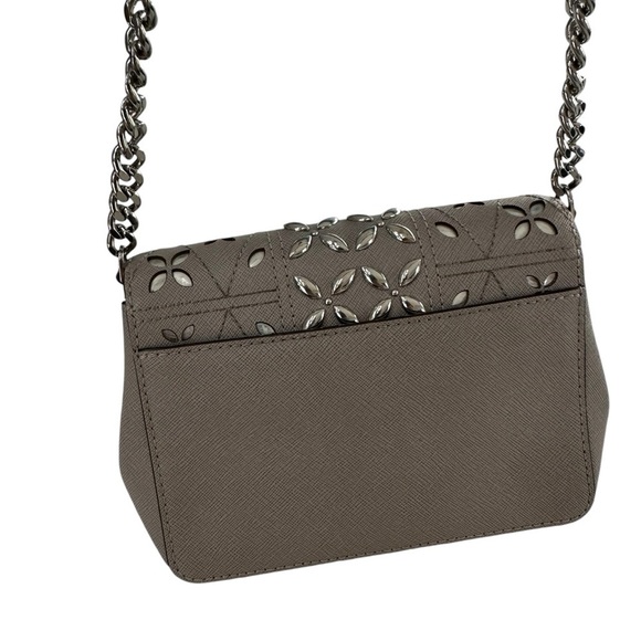 MICHAEL KORS Pearl Grey Tina Clutch Cross Body Leather Handbag - Picture 2 of 10